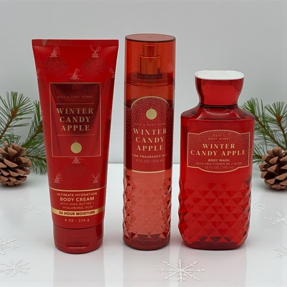 Bath & Body Works Winter Candy Apple Body Care Gift Bag NWT